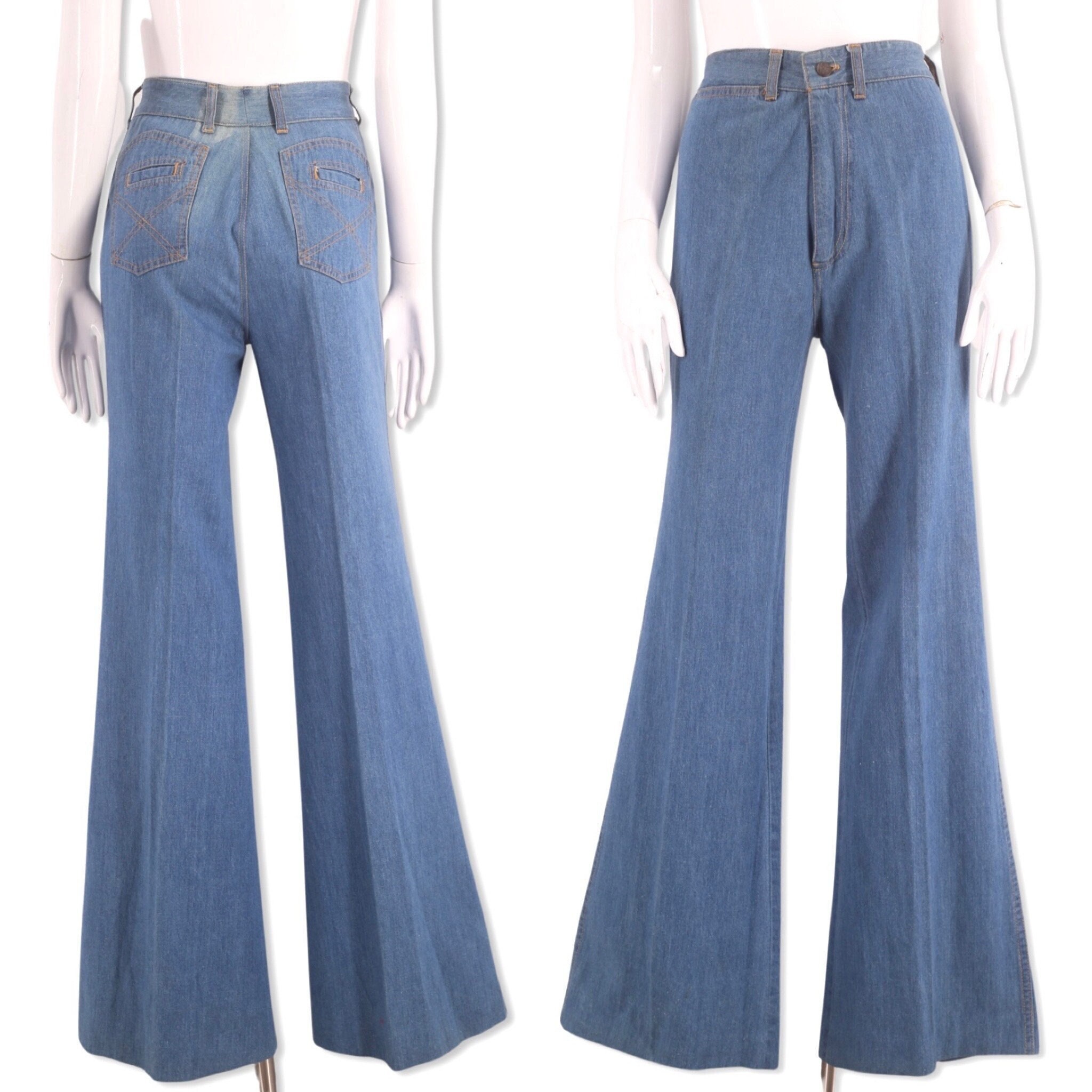 70s Chemin De Fer denim bell bottoms jeans 27, vintage 1970s