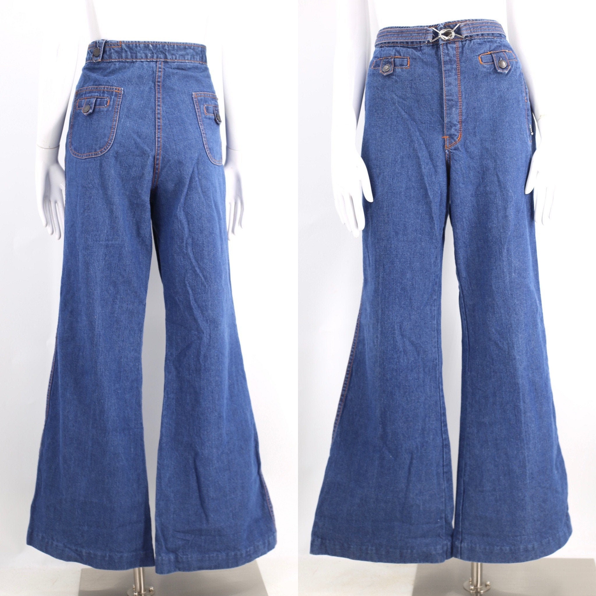 70s HORIZON high waisted denim bell bottoms jeans 36 / vintage 1970s ...