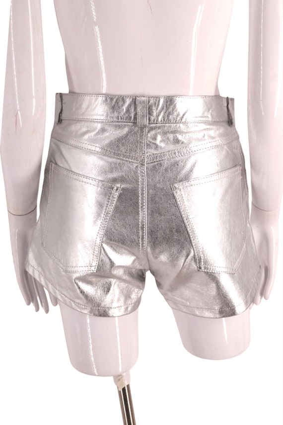 90s silver leather short shorts 6-8, vintage 1990… - image 5