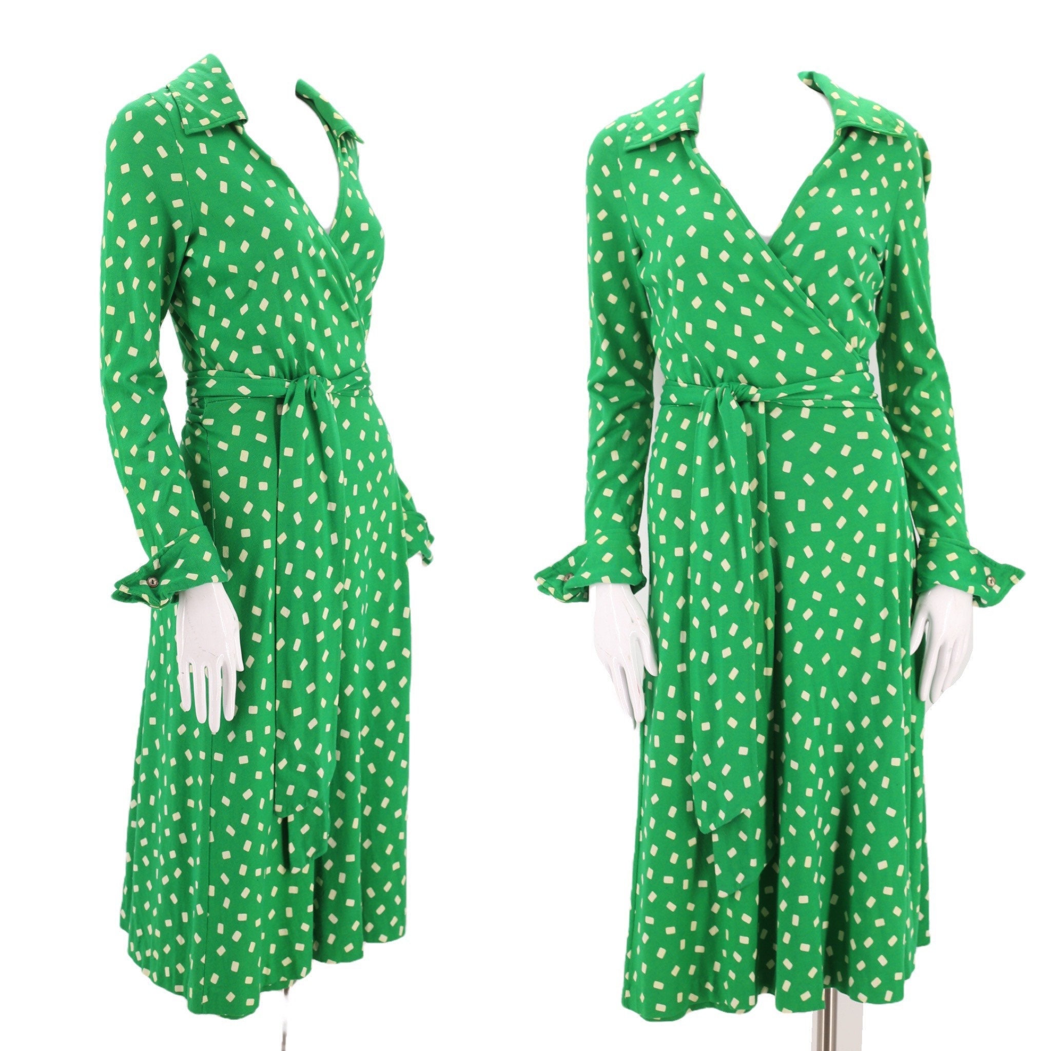 70s DVF green wrap dress 6 / 1970s ...