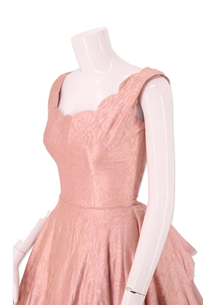 50s pink tulle party dress dress 25 , vintage 1950s Lillie Rubin cupcake prom dress, mid century frothy full skirt gown sz small image 7