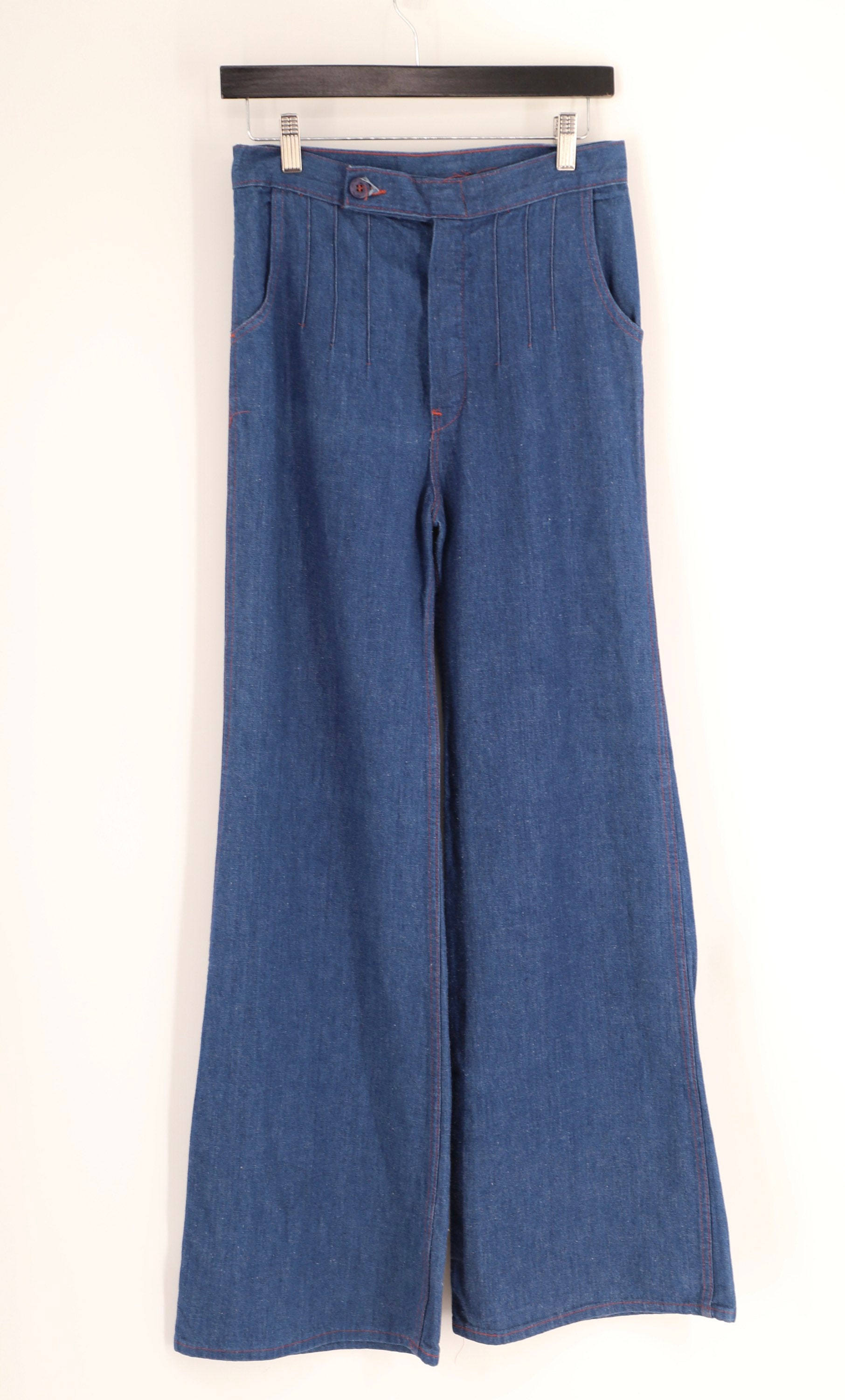 70s high waisted sz 29 seamed denim bell bottoms jeans / vintage 1970s ...