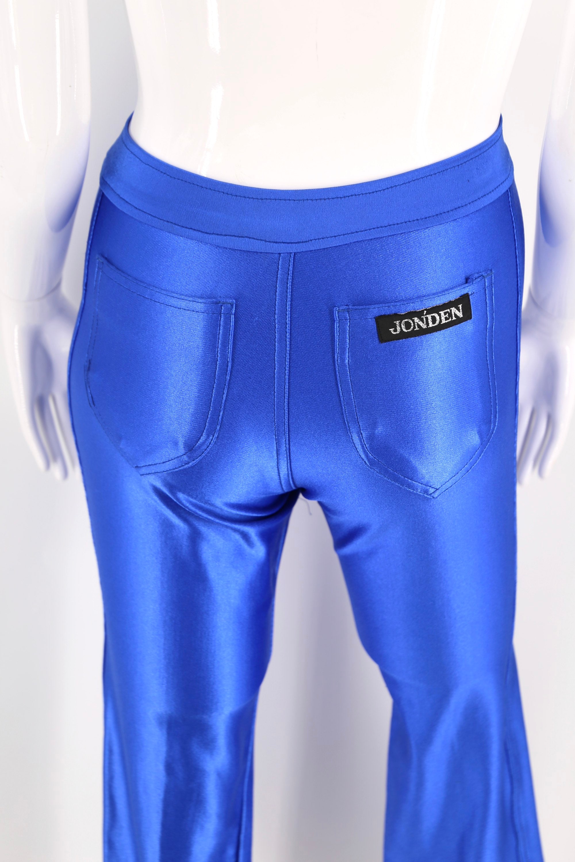 70s electric blue JONDEN original spandex disco pants S / vintage 1970s  shiny skin tight leggings sz 3