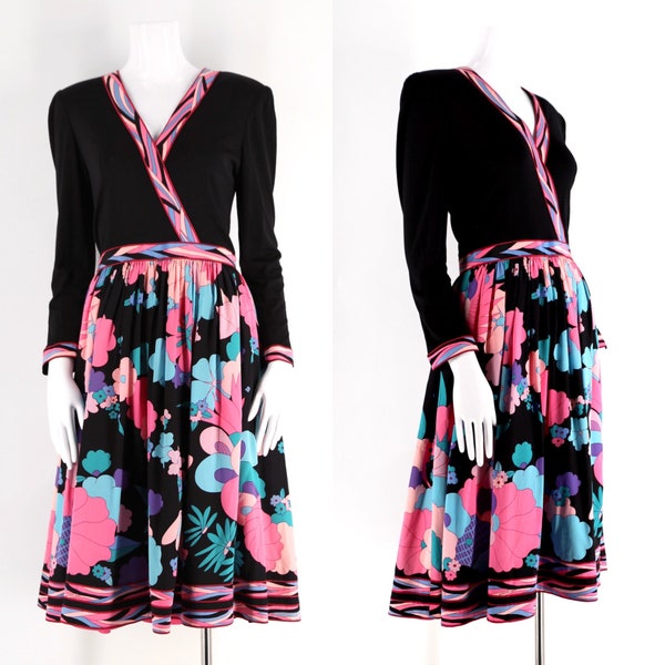 80s Averardo Bessi dress sz 10, vintage 1980s silk jersey print dress, psychedelic signed print dress 70s