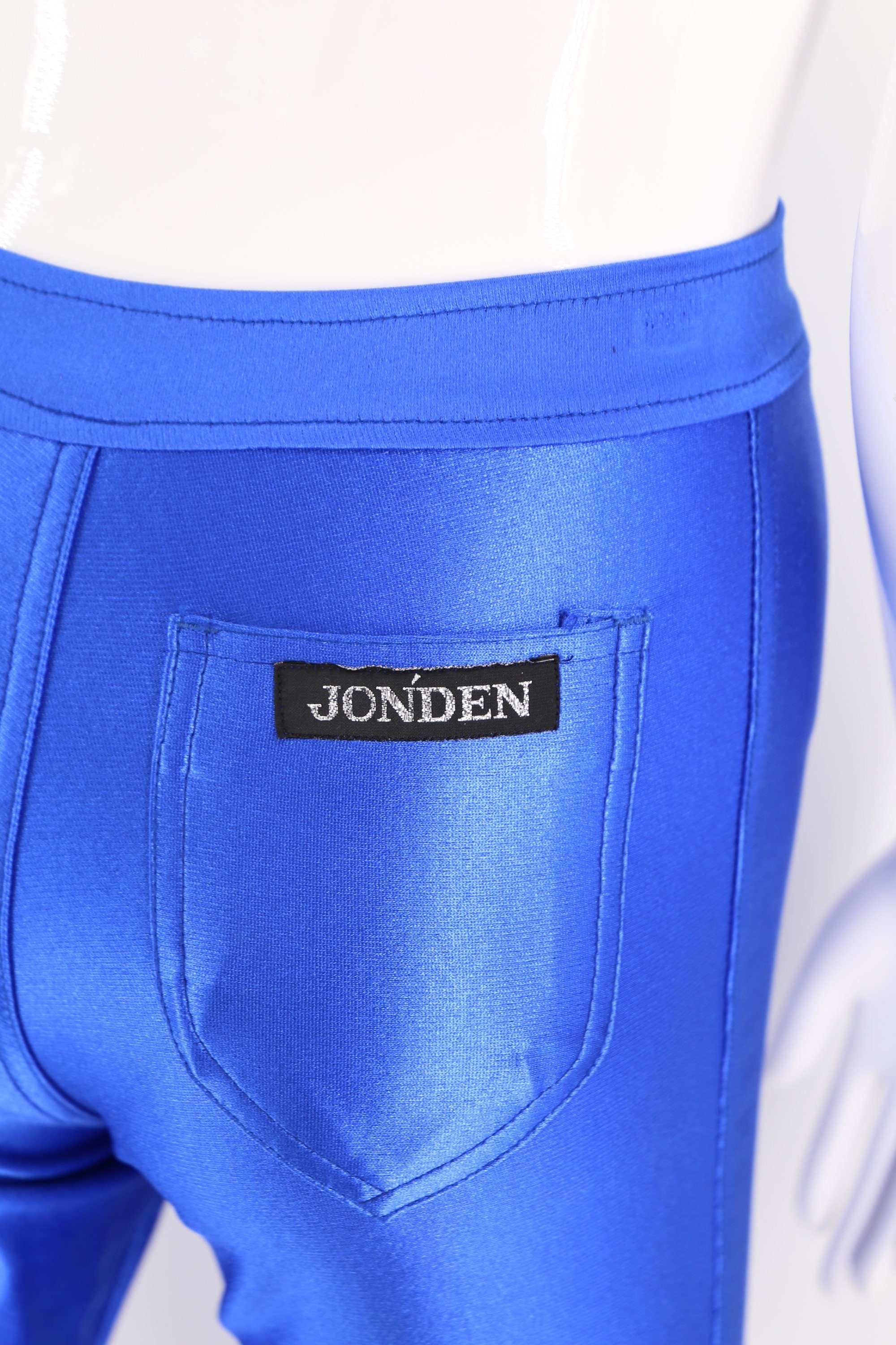70s electric blue JONDEN original spandex disco pants S / vintage 1970s  shiny skin tight leggings sz 3