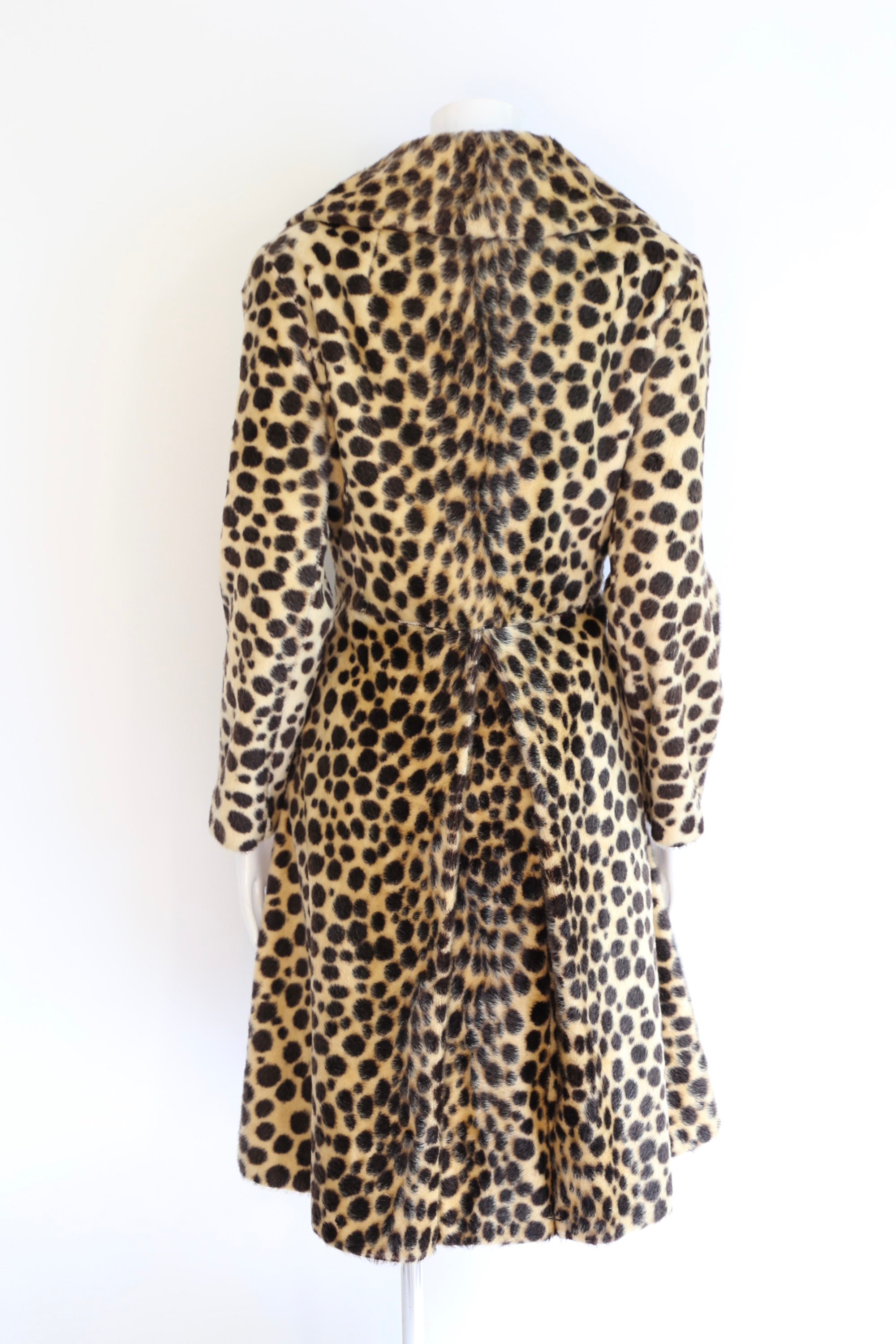 50s vintage leopard print faux fur princess coat large / vintage Safari ...