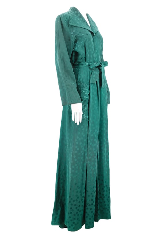 30s rayon Satin emerald dressing gown M / vintage… - image 3