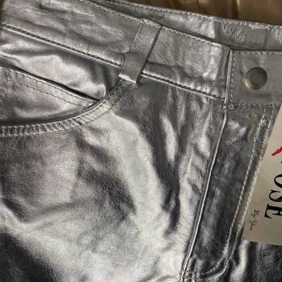 90s silver leather short shorts 6-8, vintage 1990… - image 8