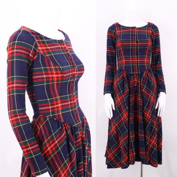 70s BETSEY JOHNSON Alley Cat plaid wool punk dress