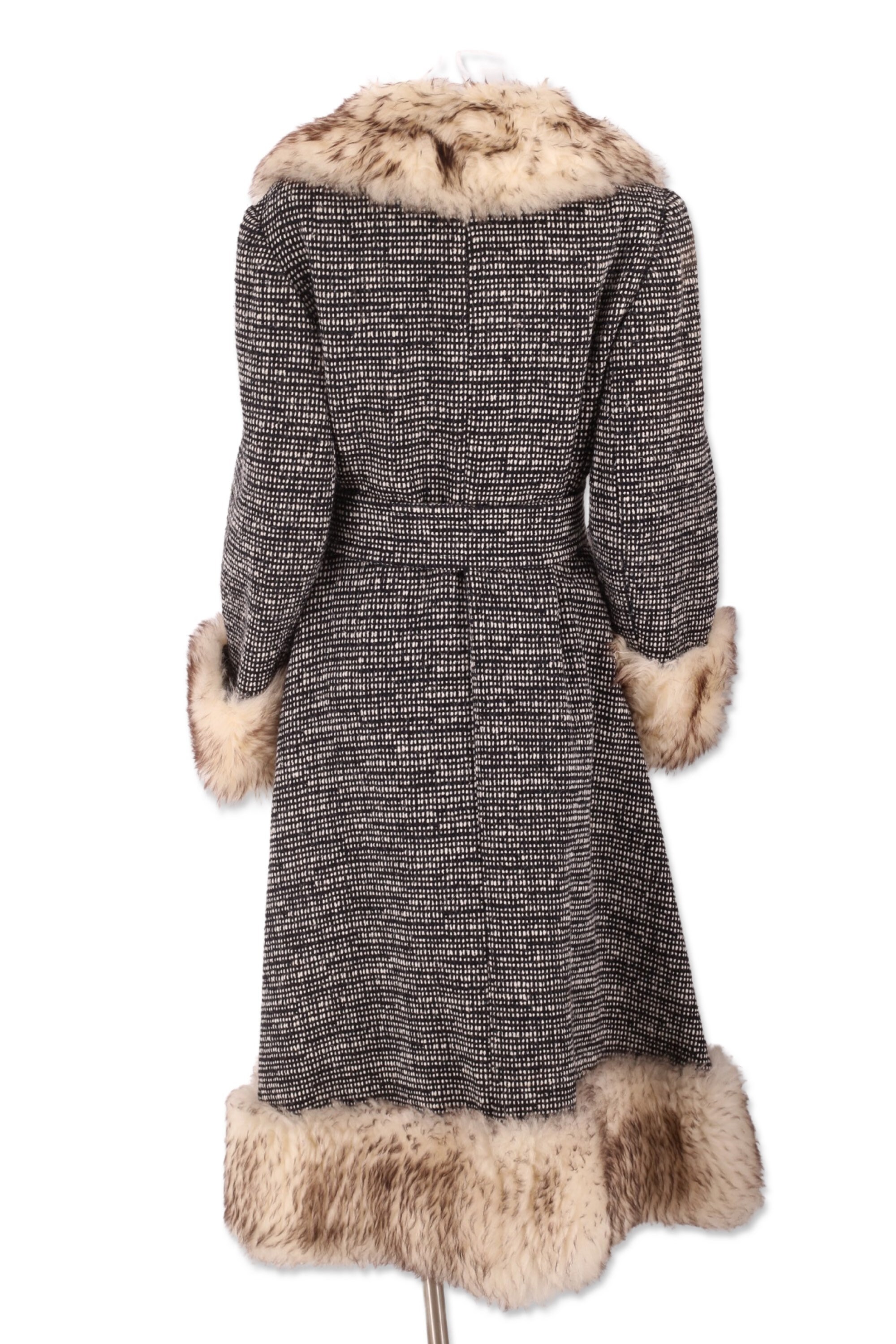 70s PENNY LANE wool maxi coat L / vintage 1970s shearling trim almost