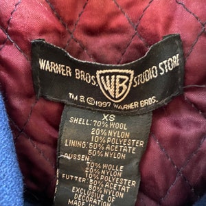 1990s Taz Looney Toons Varsity Jacket XS, vintage 1997 cartoon letterman jacket, wool leather sleeves neutral unisex image 7