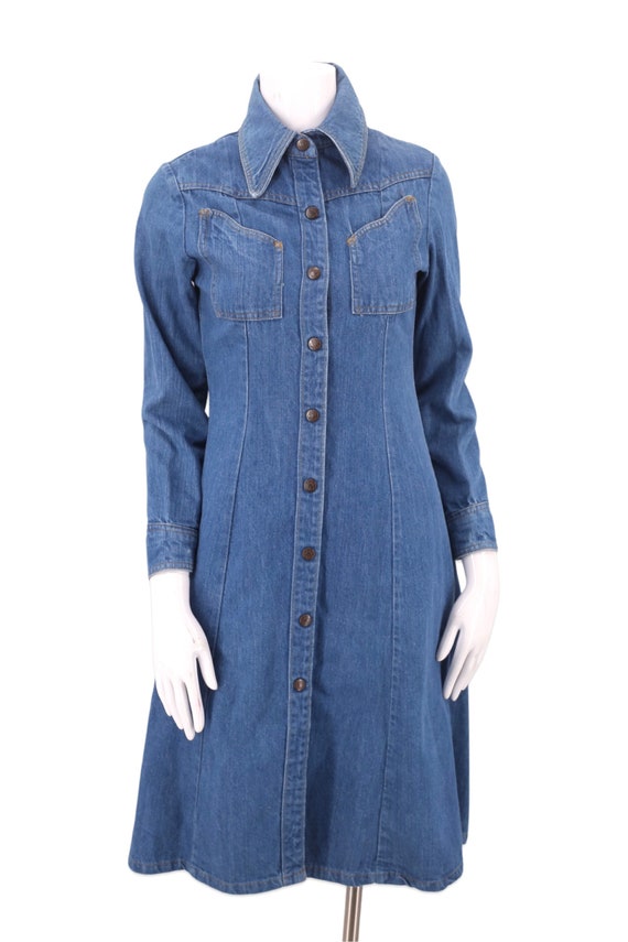 LANDLUBBER 70s vintage denim dress sz S / vintage… - image 2