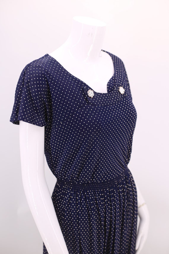 50s navy day dress, vintage 1950s nylon dress,  b… - image 6