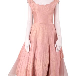 50s pink tulle party dress dress 25 , vintage 1950s Lillie Rubin cupcake prom dress, mid century frothy full skirt gown sz small image 2
