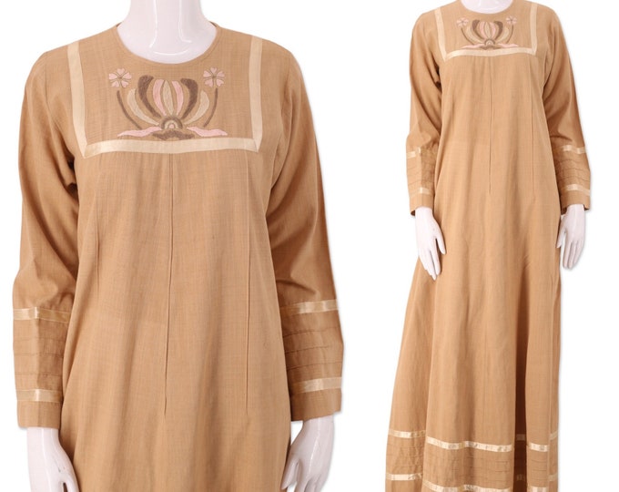 1970s JOSEFA caftan Dress  M  / vintage 70s embroidered boho peasant prairie dress medium Kaftan