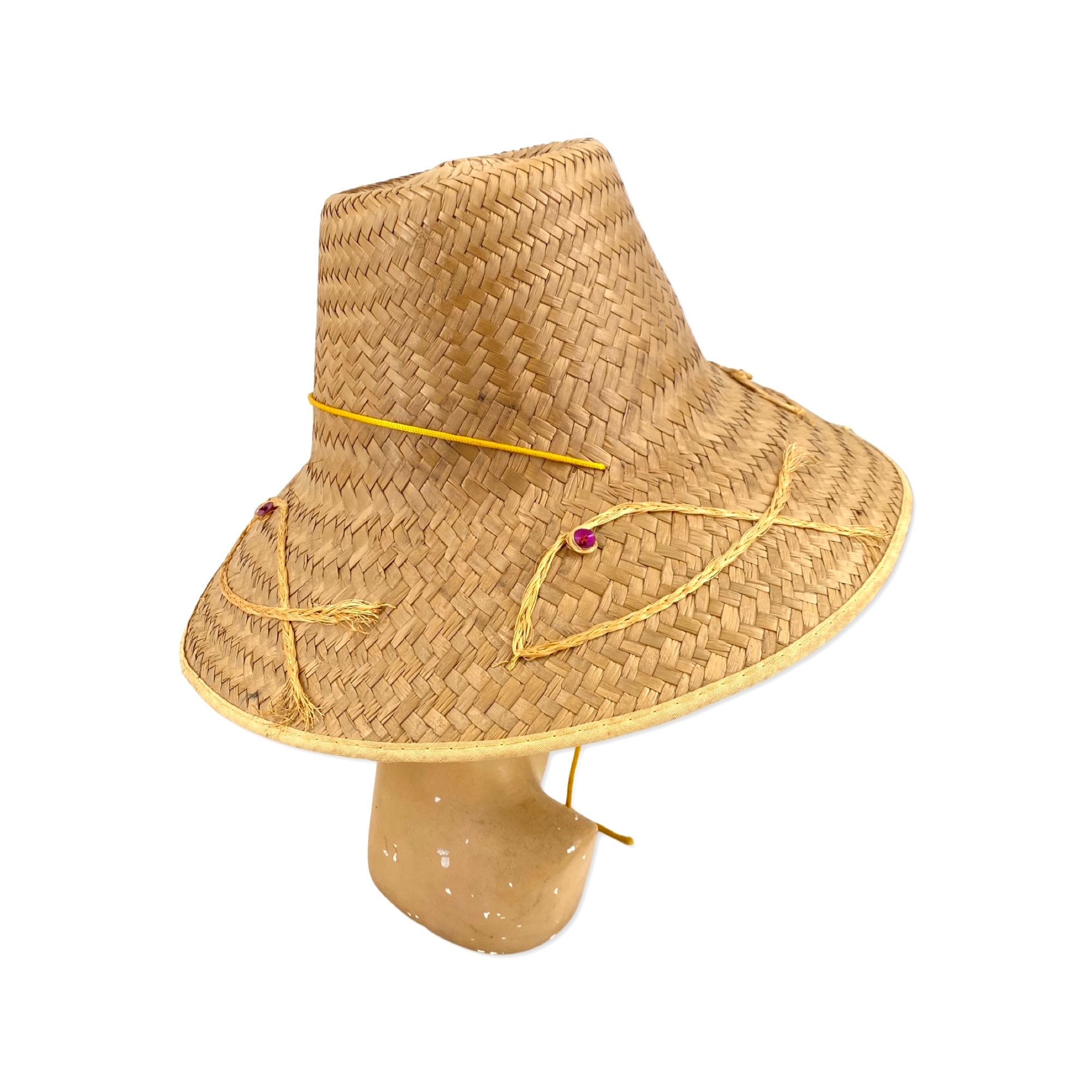 50s straw novelty sun hat, vintage 1950s flower pot hat, mid