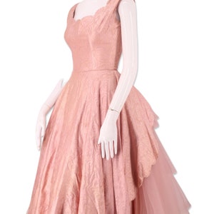 50s pink tulle party dress dress 25 , vintage 1950s Lillie Rubin cupcake prom dress, mid century frothy full skirt gown sz small image 3