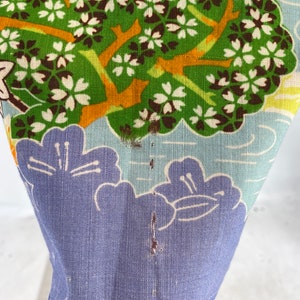 30s JAPAN kimono wool challis print robe / vintage 1930s export KIMONO in tangerine cherry blossom theme 20s image 9