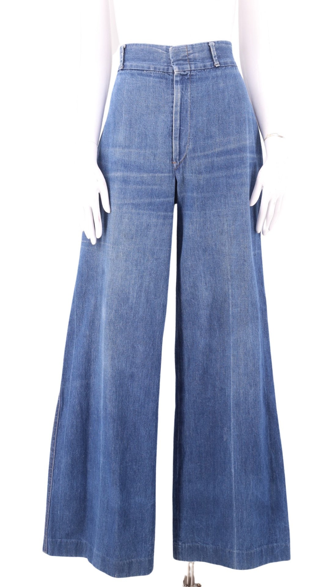 70s HIS denim high waisted bell bottom jeans sz 30 / vintage 1970s ...