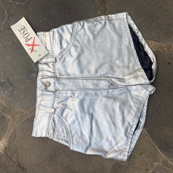 90s silver leather short shorts 6-8, vintage 1990… - image 7