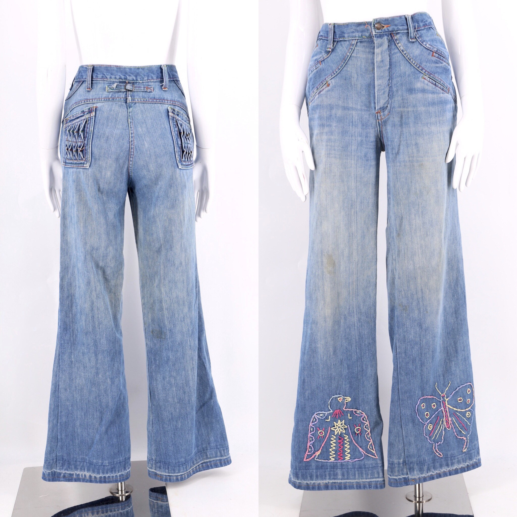 70's embroidered jeans