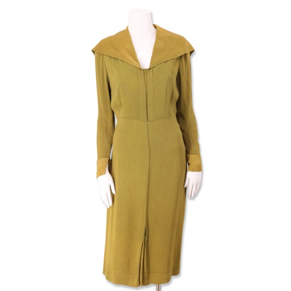 1930s acid green bias cut day dress, vintage 30s … - image 2