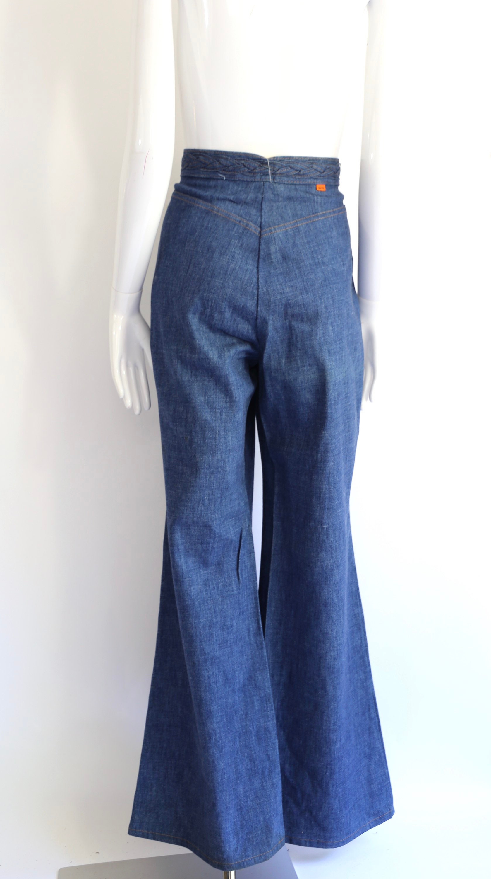 70s LEVIS Orange Tab hi rise jeans bells 16 / vintage 1970s medium wash ...