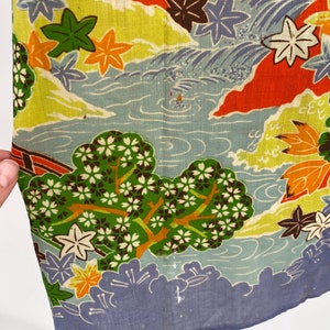 30s JAPAN kimono wool challis print robe / vintage 1930s export KIMONO in tangerine cherry blossom theme 20s image 10