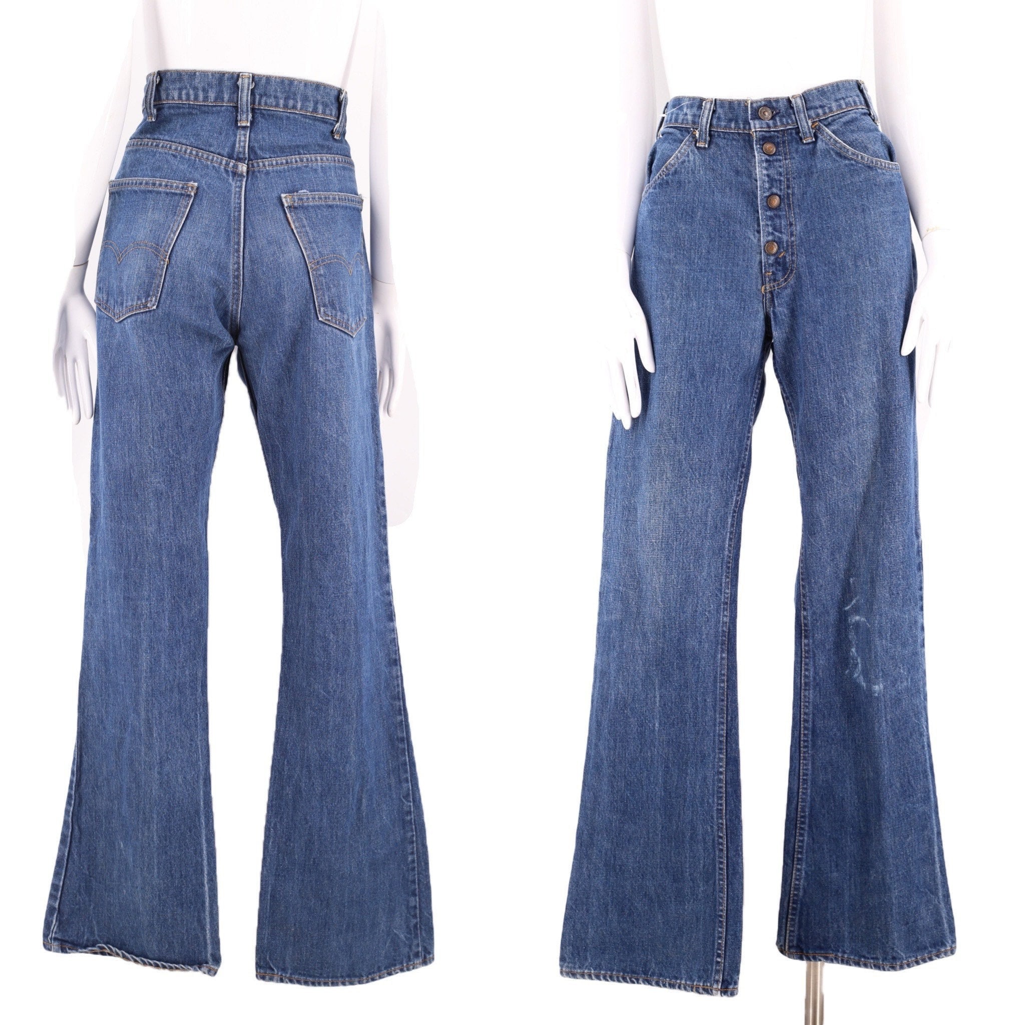 70s 80s LEVIS 517 high waist snap front bell bottom jeans 32 / vintage ...