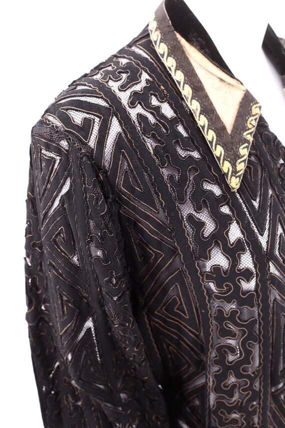 1800s Victorian mourning jacket, 1890s black cut … - image 3