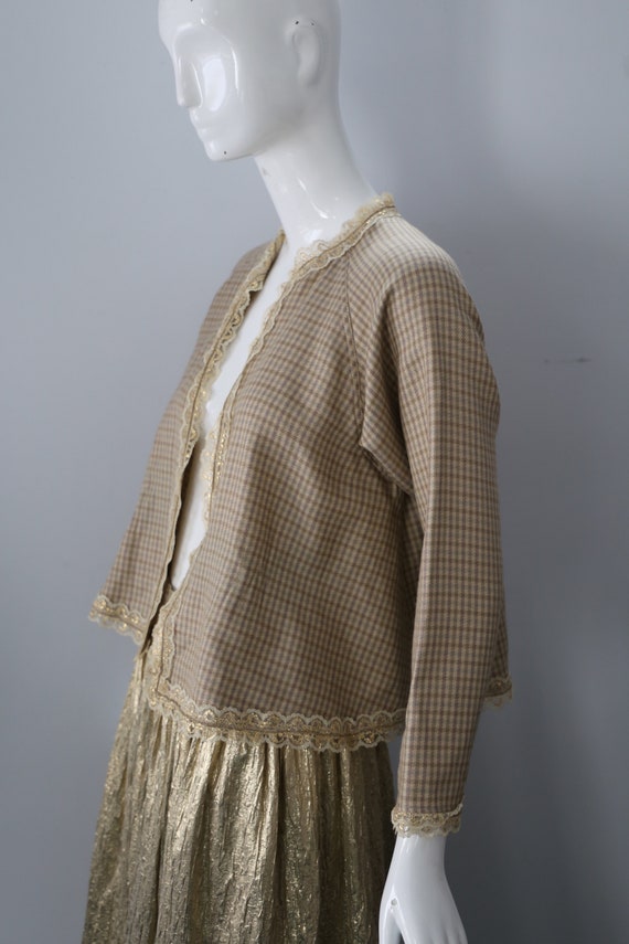 80s GEOFFREY BEENE set  gingham and gold metallic… - image 3