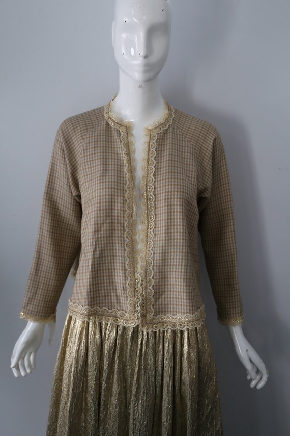 80s GEOFFREY BEENE set  gingham and gold metallic… - image 9