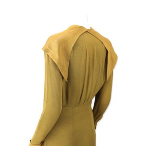 1930s acid green bias cut day dress, vintage 30s rayon dress, depression era gown, antique clothing womens M 6-8 image 4