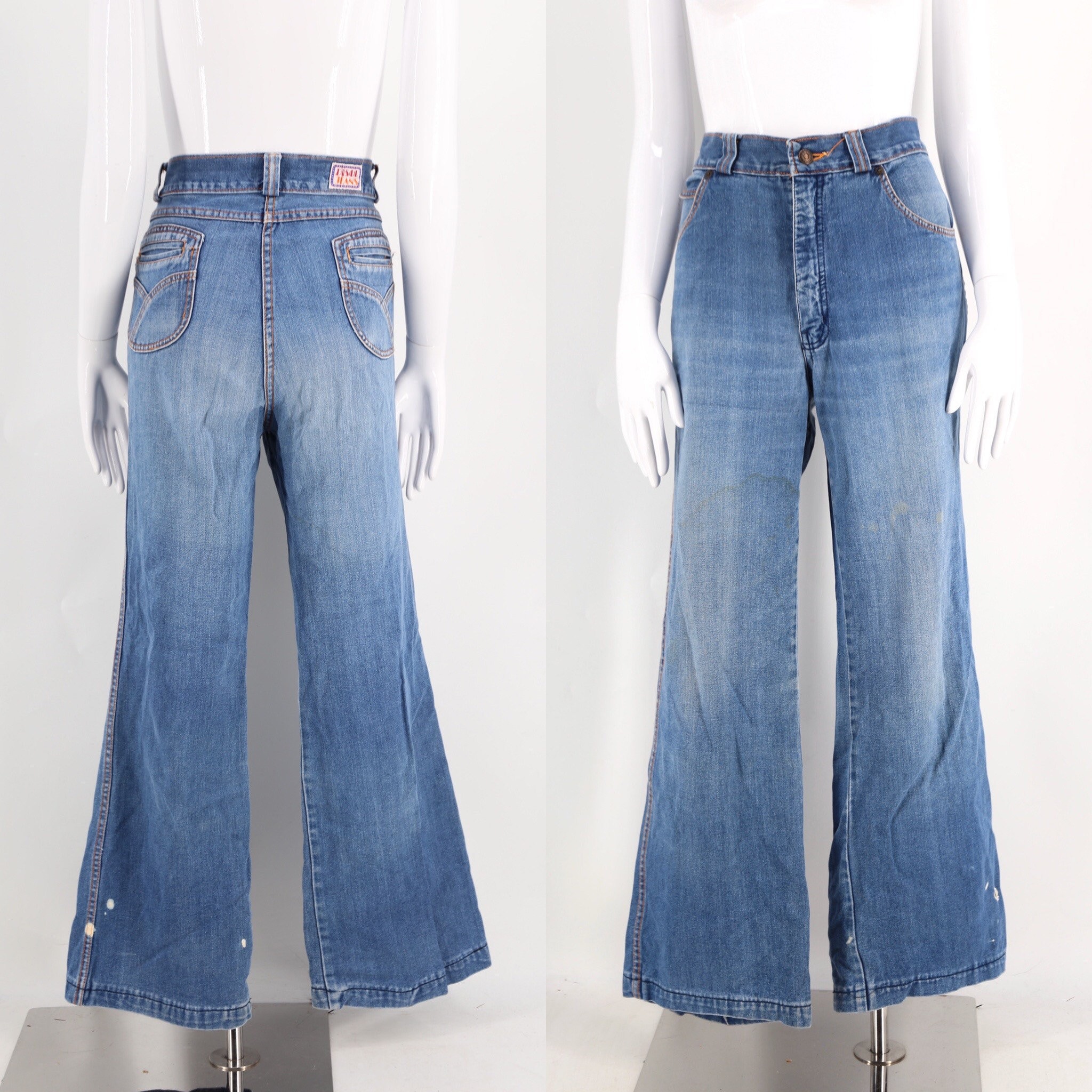 70s DISCO JEANS soft and light loose fit vintage jeans workwear pants ...