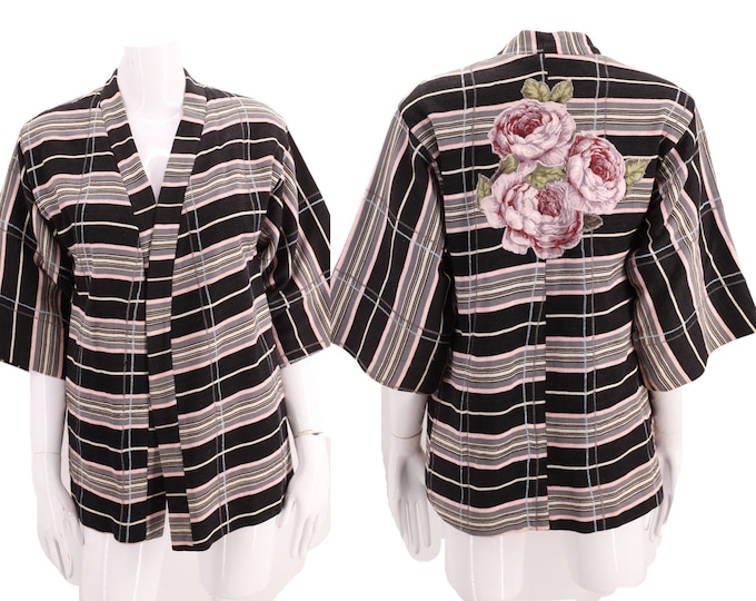 70s JOHN ASHPOOL London Knit kimono jacket S, vintage 1970s Ashpool Knitting Inc kimono top, rare British designer, Bill Gibb
