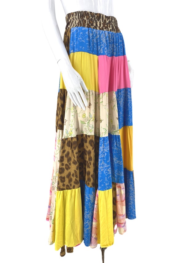 90s TRACY FEITH mixed media silk skirt S / vintag… - image 7