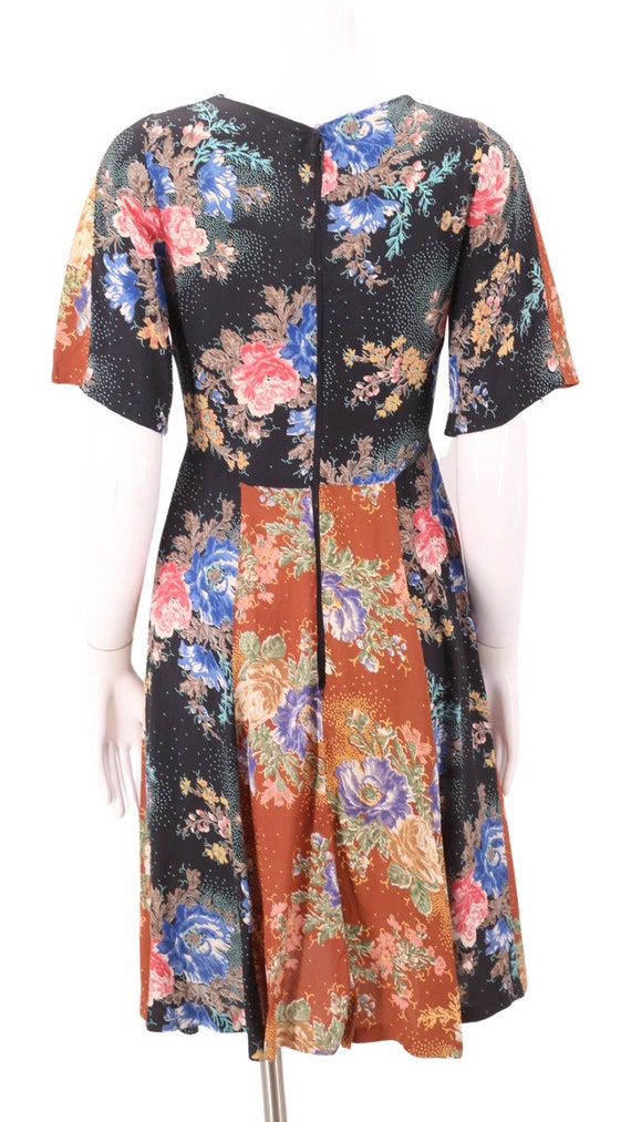 70s floral rayon print scarf mini dress S  / vint… - image 5