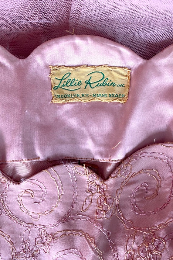 50s pink tulle party dress dress 25" , vintage 19… - image 8