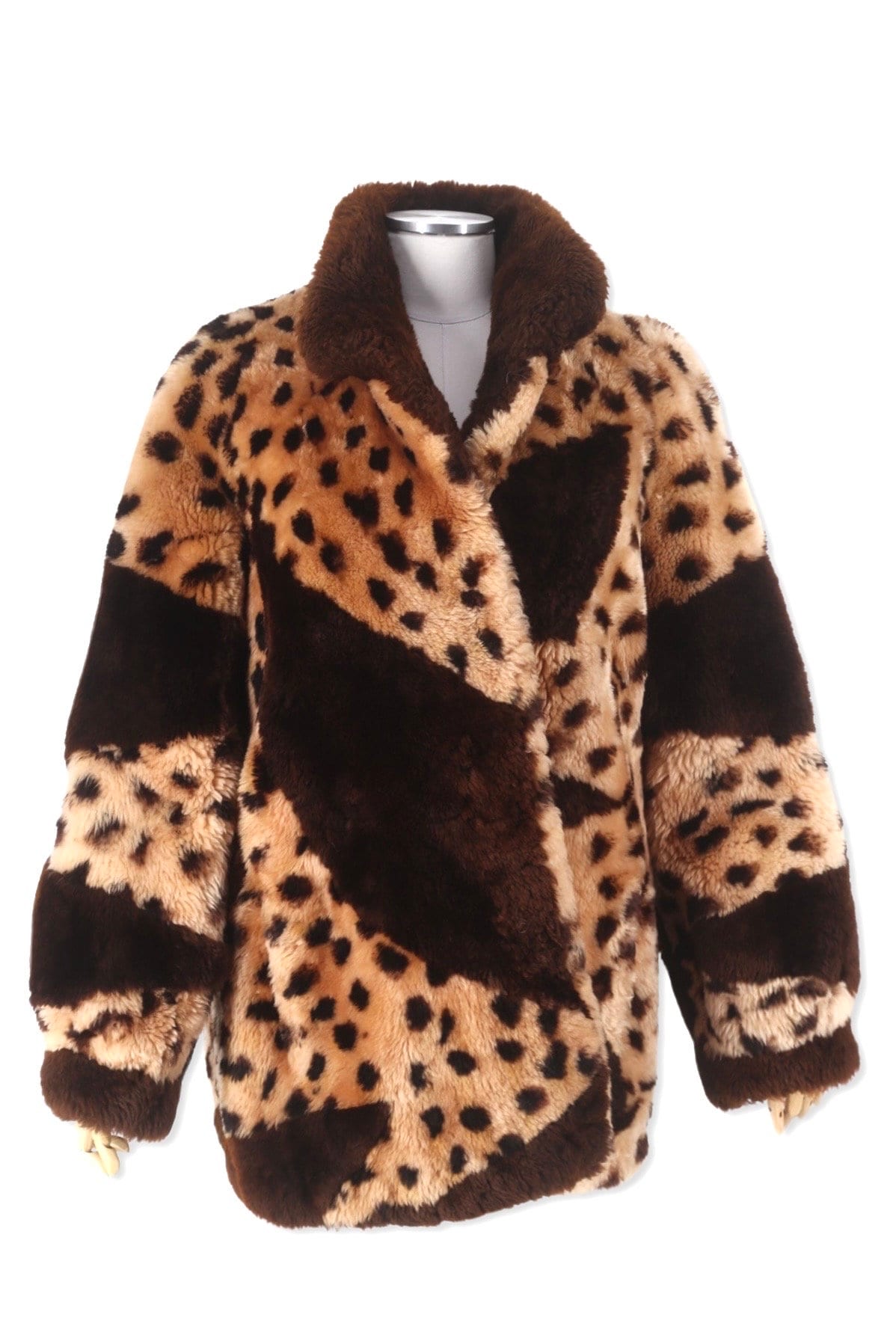 70s shearling coat womens size large, vintage 1970s Leopard