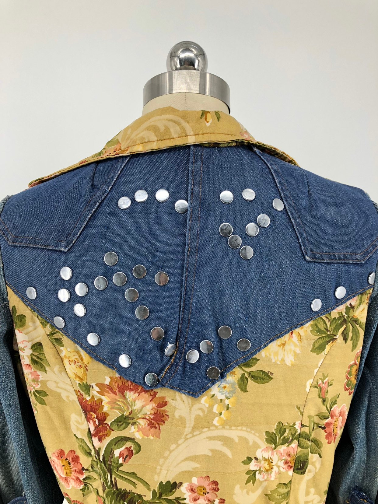 70s CUSTOM DENIM studded and patchwork one of a kind jacket 1970s vintage