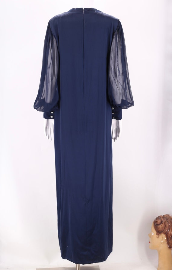 70s PAULINE TRIGERE navy silk column gown 8 / vin… - image 8