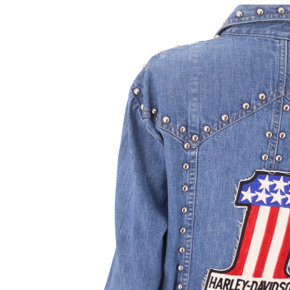 70s LEVIS studded denim Harley jacket shirt M, vi… - image 4