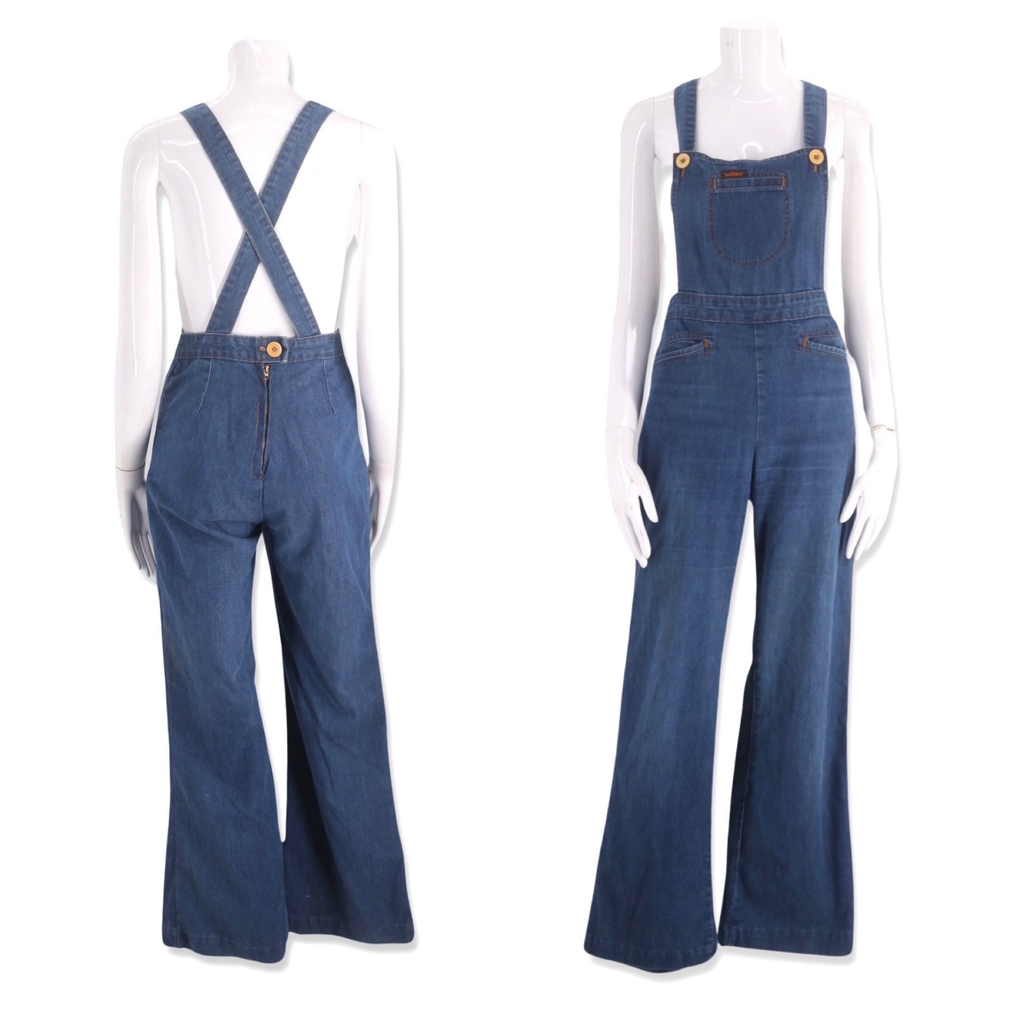 Women's Jeans Denim Jumpsuit/overall High Waisted Bell Bottoms Pants , vintage 70s,boho, Hippie. Made to Order. 