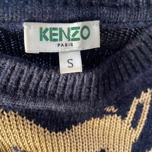 KENZO logo print sweater sz S / vintage Kenzo Paris black Angora knit lion sweater top image 7