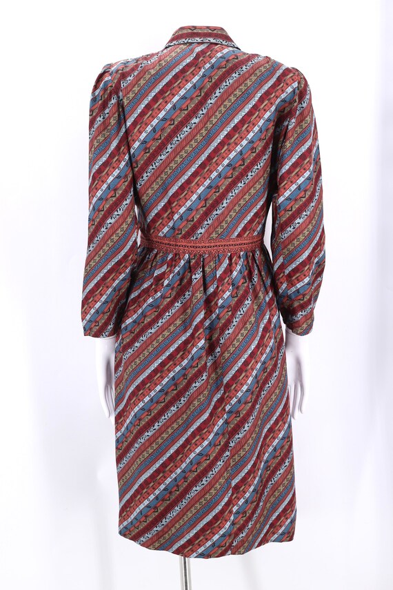 80s UNGARO print silk dress 8, vintage 1980s stripe … - Gem