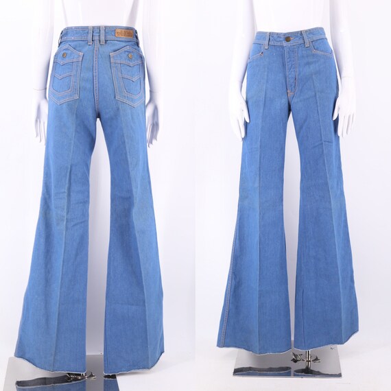 70s high waisted denim bell bottoms jeans 30 / vi