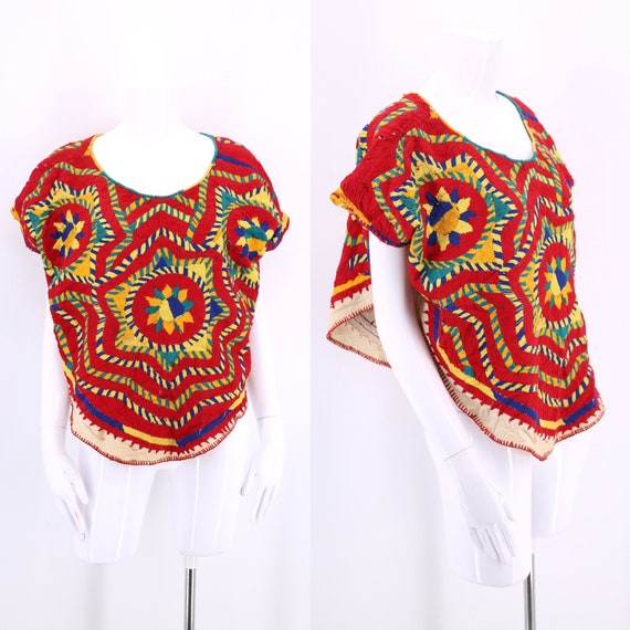 vintage hand embroidered South American poncho top