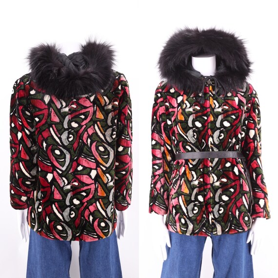 60s tapestry print coat M / vintage 1960s tapestry