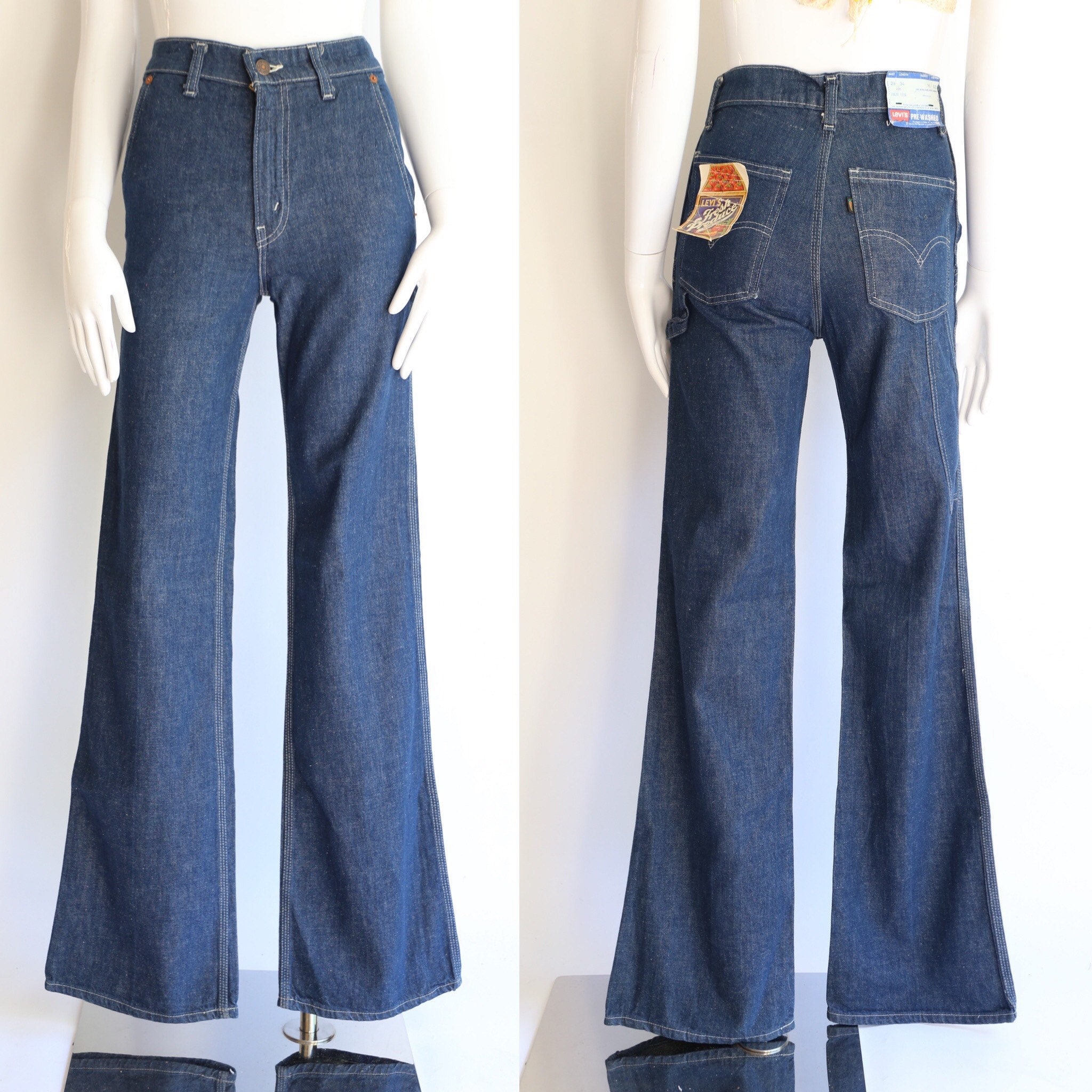 70s LEVIS Fresh Produce hi rise jeans 28 / vintage 1970s medium wash ...