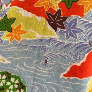 30s JAPAN kimono wool challis print robe / vintage 1930s export KIMONO in tangerine cherry blossom theme 20s image 6